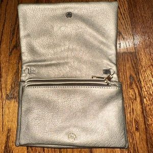 Gold Fold-over Zipper Clutch Purse
